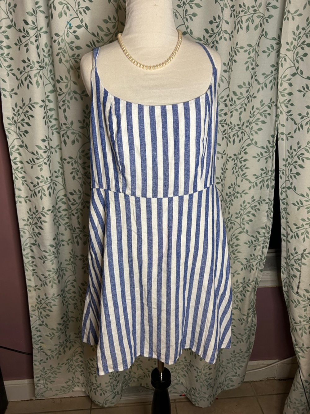 Old Navy Blue and White Striped Midi Dress